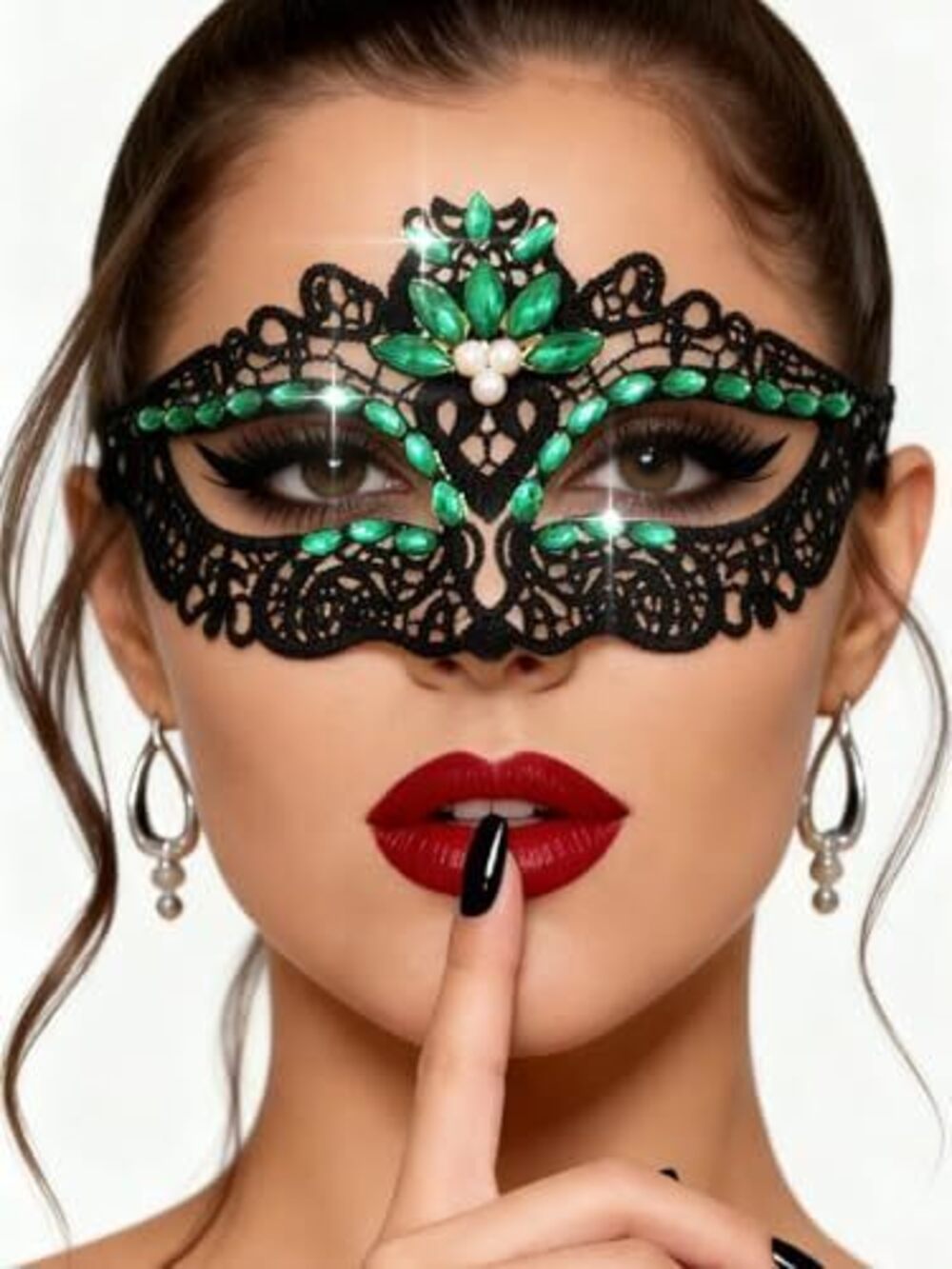 9640 Crystal Masquerade Mask Rhinestone Lace Mask Venetian Party Prom Ball